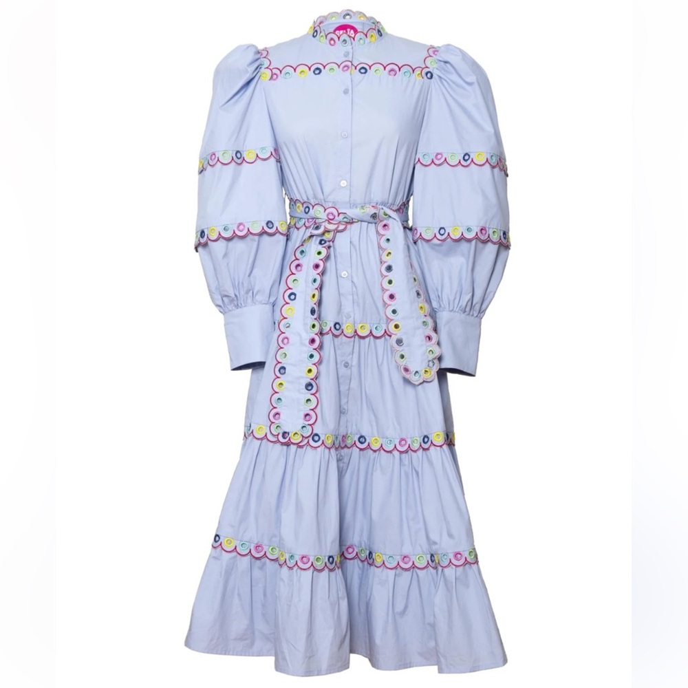 CeliaB Blue Midi Dress with Multicolor Accents